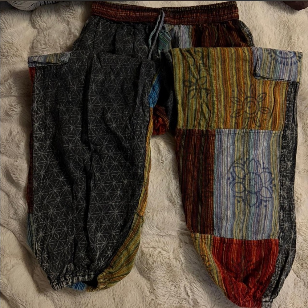 Boho Multicolor Patchwork Cargo Pants - image 3
